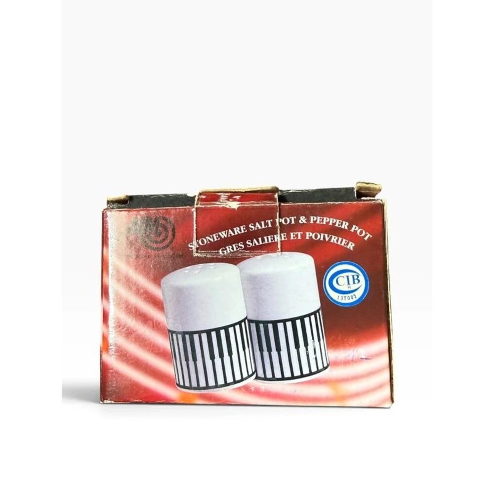 Vintage Piano Keyboard Ceramic Salt and Pepper Shakers with Box